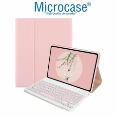 Microcase Samsung Galaxy Tab A9 Plus LTE SM-X218 11'' Tablet ile uyumlu Bluetooth Klavyeli Standlı Kılıf - BKK4 Pembe