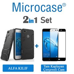 Huawei P9 Lite Mini Alfa Armor Kılıf + Tam Kaplayan Cam