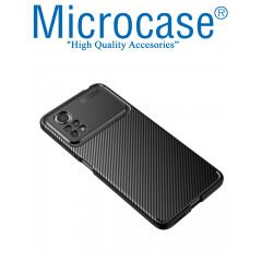 Microcase Xiaomi Poco X4 Pro 5G Brushed Carbon Fiber Silikon Kılıf - Siyah