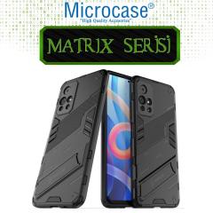 Microcase Xiaomi Redmi Note 11 Matrix Serisi Armor Standlı Kılıf - Siyah