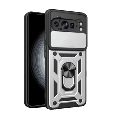 Microcase Google Pixel 9 Pro XL QUBEC Serisi Kamera Kapaklı Yüzük Standlı Kılıf-AL5117