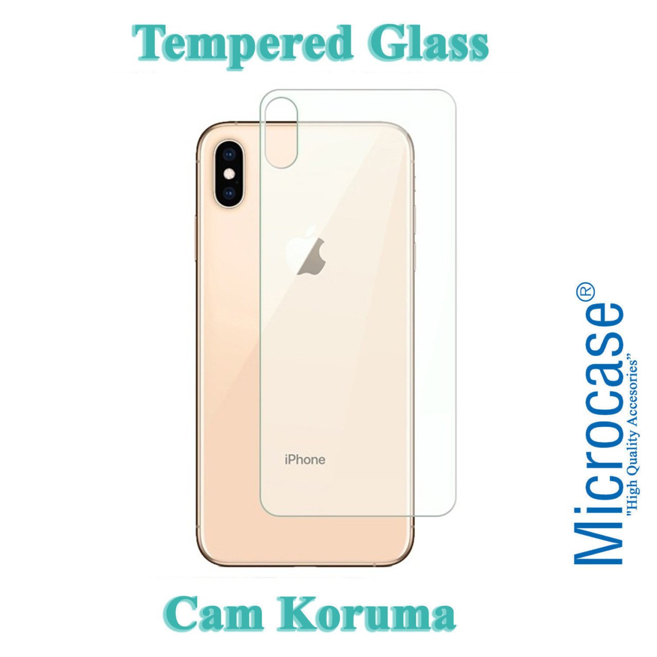 Microcase iPhone XS Arka Kaplama Tempered Glass Cam Koruma