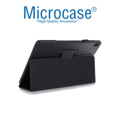 Lenovo TAB E10 Tablet Standlı Deri Kılıf Book Case Siyah