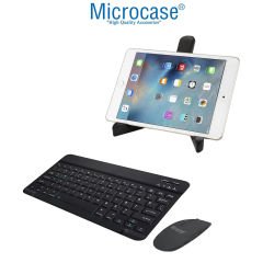 Microcase Apple iPad Air 11 2024 Uyumlu Tablet Çanta+Türkçe Bluetooth Klavye +Mouse+ Standı AL4383 Lacivert