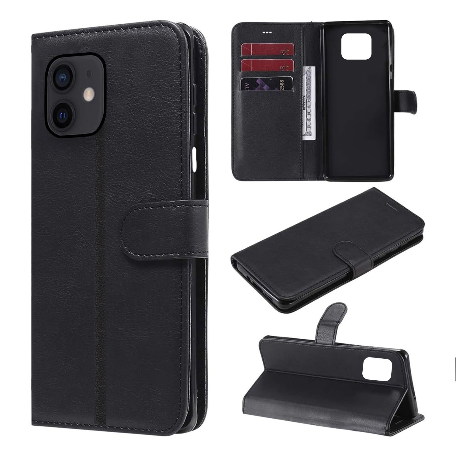 Microcase  Iphone 11  Darbeye Dayanıklı Cüzdanlı ve Standlı Kapaklı Deri Kılıf Siyah AL4232