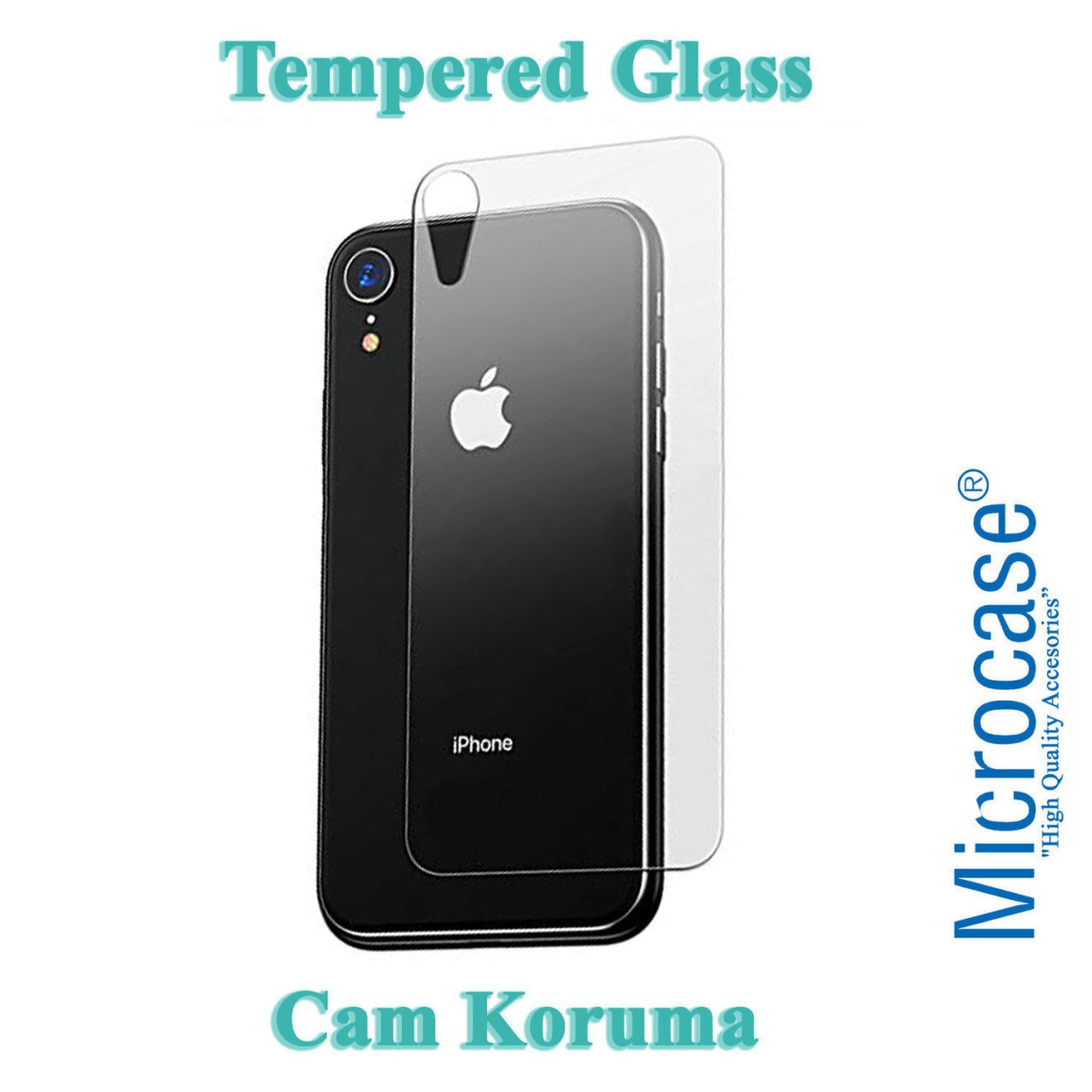 Microcase iPhone XR Arka Kaplama Tempered Glass Cam Koruma