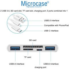 Microcase 5in1 USB 3.0 Lightning Type-C to SD-TF Kart Okuyuculu USB Kamera Adaptörü - AL2774