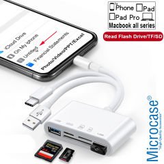 Microcase 5in1 USB 3.0 Lightning Type-C to SD-TF Kart Okuyuculu USB Kamera Adaptörü - AL2774
