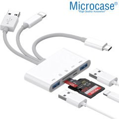 Microcase 5in1 USB 3.0 Lightning Type-C to SD-TF Kart Okuyuculu USB Kamera Adaptörü - AL2774