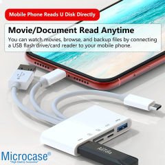 Microcase 5in1 USB 3.0 Lightning Type-C to SD-TF Kart Okuyuculu USB Kamera Adaptörü - AL2774