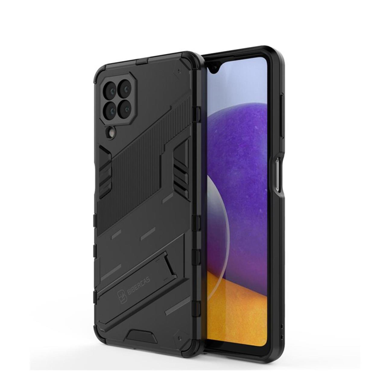 Microcase Samsung Galaxy M22 Matrix Serisi Armor Standlı Kılıf - Siyah