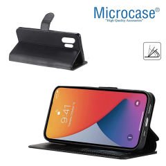 Microcase Samsung Galaxy S23 Ultra Darbeye Dayanıklı Cüzdanlı ve Standlı Kapaklı Deri Kılıf Siyah AL4232