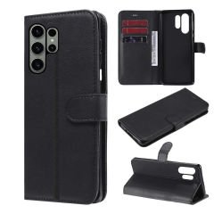 Microcase Samsung Galaxy S23 Ultra Darbeye Dayanıklı Cüzdanlı ve Standlı Kapaklı Deri Kılıf Siyah AL4232