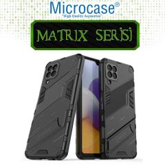 Microcase Samsung Galaxy A22 4G Matrix Serisi Armor Standlı Kılıf - Siyah