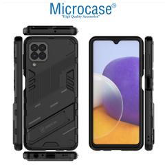 Microcase Samsung Galaxy A22 4G Matrix Serisi Armor Standlı Kılıf - Siyah