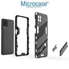 Microcase Samsung Galaxy A22 4G Matrix Serisi Armor Standlı Kılıf - Siyah