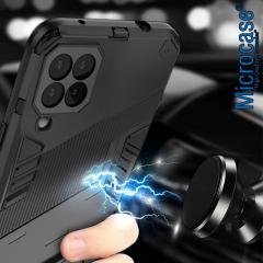 Microcase Samsung Galaxy A22 4G Matrix Serisi Armor Standlı Kılıf - Siyah