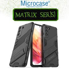 Microcase Samsung Galaxy S21 FE Matrix Serisi Armor Standlı Kılıf - Siyah