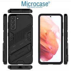 Microcase Samsung Galaxy S21 FE Matrix Serisi Armor Standlı Kılıf - Siyah
