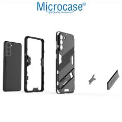 Microcase Samsung Galaxy S21 FE Matrix Serisi Armor Standlı Kılıf - Siyah