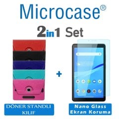 Microcase Lenovo Tab M7 TB-7305F 7 inch Tablet Universal Döner Stand Tablet Kılıfı + Nano Esnek Ekran Koruma Filmi