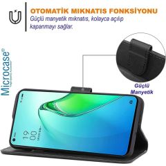 Microcase Samsung Galaxy A54  Darbeye Dayanıklı Cüzdanlı ve Standlı Kapaklı Deri Kılıf Siyah AL4232