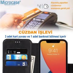 Microcase Samsung Galaxy A54  Darbeye Dayanıklı Cüzdanlı ve Standlı Kapaklı Deri Kılıf Siyah AL4232
