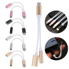 TYPE-C USB C 2in1 Şarj + Kulaklık Dönüştürücü 3.5 mm jack Adaptör
