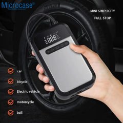 Microcase HL-008 Wireless Özellikli Şarjlı Taşınabilir Basınç Göstergeli Kompresör Powerbankli Reflektör Işıklı - AL4903