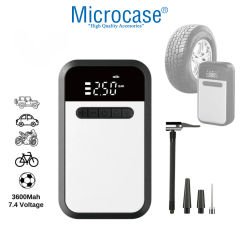 Microcase HL-008 Wireless Özellikli Şarjlı Taşınabilir Basınç Göstergeli Kompresör Powerbankli Reflektör Işıklı - AL4903