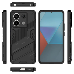 Microcase Poco X6 /Xiaomi Redmi Note 13 PRO 5G Matrix Serisi Armor Standlı Perfect Koruma Kılıf - Siyah Al3416