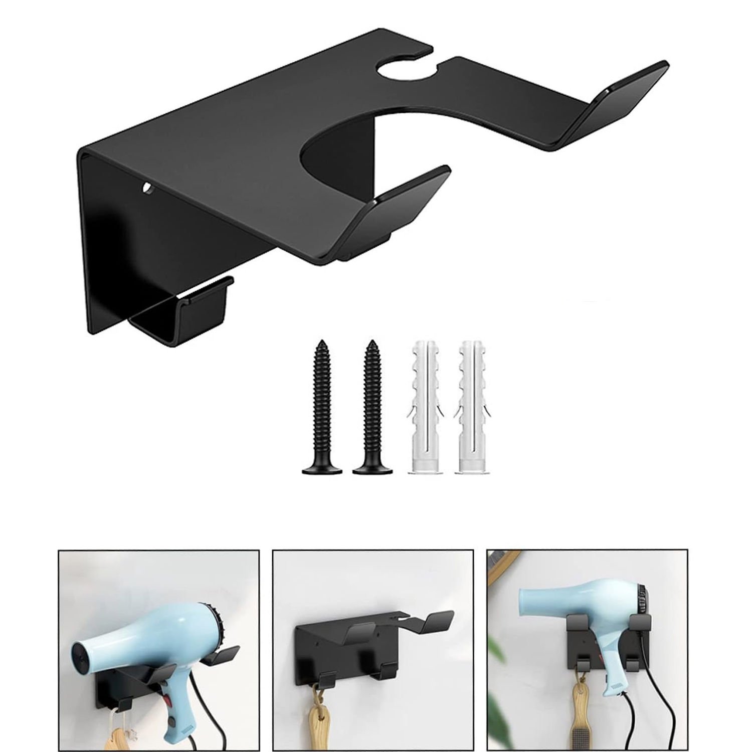 Microcase Paslanmaz Çelik Saç Kurutma Fön Makinesi Tutucu Stand Banyo Organizeri AL4557