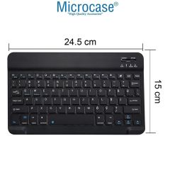 Microcase Samsung Tab S7 FE LTE 12.4 inch Uyumlu Tablet Çanta+Türkçe Bluetooth Klavye +Mouse+ Standı AL4383 Lacivert