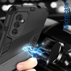 Microcase Samsung Galaxy M52 5G Matrix Serisi Armor Standlı Kılıf - Siyah