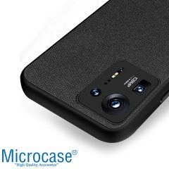 Microcase Xiaomi Mix 4 Fabrik Serisi Kumaş ve Deri Desen Kılıf - Siyah