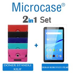 Microcase Lenovo Tab M7 TB-7305F 7 inch Tablet Universal Döner Stand Tablet Kılıfı + Ekran Koruma Filmi