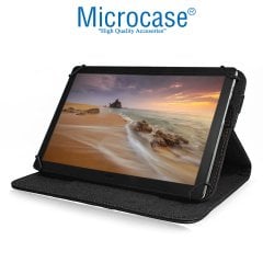 Microcase Delüx Serisi 10 inch Universal Standlı Tablet Deri Kılıf - Siyah