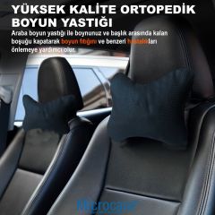 Microcase 3D Ortopedik Oto Araç Oyuncu Koltuk Boyun Yastığı 25x17cm 2 Adet AL4335 Siyah