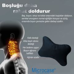 Microcase 3D Ortopedik Oto Araç Oyuncu Koltuk Boyun Yastığı 25x17cm 2 Adet AL4335 Siyah