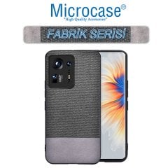 Microcase Xiaomi Mix 4 Fabrik Serisi Kumaş ve Deri Desen Kılıf - Gri