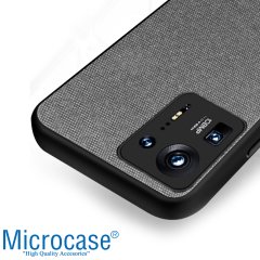 Microcase Xiaomi Mix 4 Fabrik Serisi Kumaş ve Deri Desen Kılıf - Gri