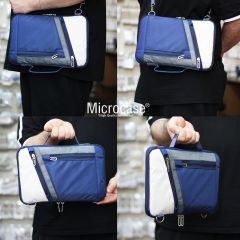 Microcase Samsung Tab S10 Ultra 14.6 inch Tabletler için Omuz Askılı El Tutacaklı Universal Sleeve Taşıma Çantası AL4346 Lacivert Krem Gri