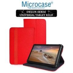 Microcase Delüx Serisi 10 inch Universal Standlı Tablet Deri Kılıf - Kırmızı