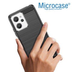 Microcase Xiaomi Redmi 12 4G Brushed Carbon Fiber Silikon Kılıf - Siyah AL3332