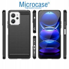 Microcase Xiaomi Redmi 12 4G Brushed Carbon Fiber Silikon Kılıf - Siyah AL3332