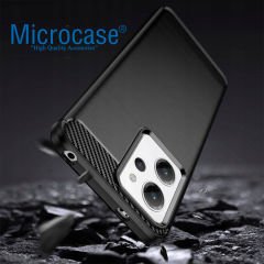 Microcase Xiaomi Redmi 12 4G Brushed Carbon Fiber Silikon Kılıf - Siyah AL3332
