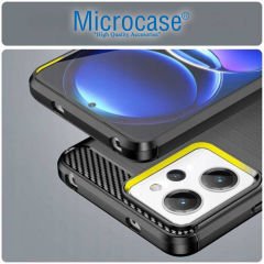 Microcase Xiaomi Redmi 12 4G Brushed Carbon Fiber Silikon Kılıf - Siyah AL3332