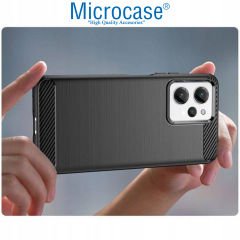 Microcase Xiaomi Redmi 12 4G Brushed Carbon Fiber Silikon Kılıf - Siyah AL3332