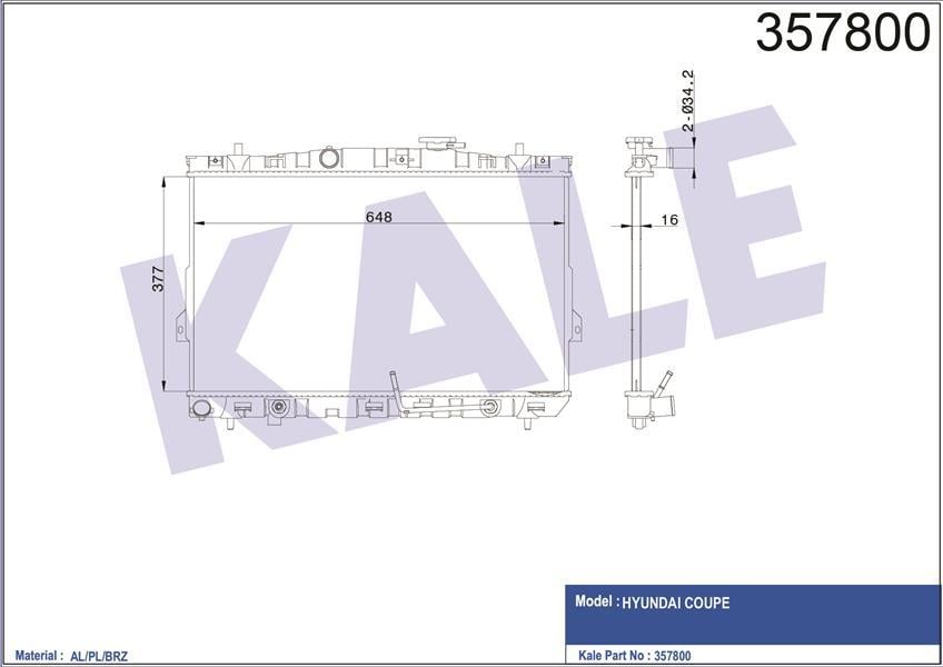RADYATÖR HYUNDAI COUPE AL/PL/BRZ 377x648x16