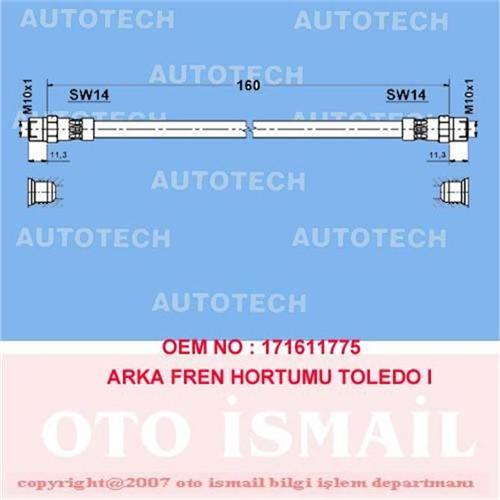 ARKA FREN HORTUMU R-L GOLF 1 76-92 -GOLF 2 83-92 -JETTA 1-2-TRANSPORTER 4 95-03 L 185MM